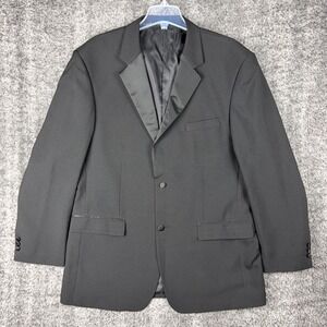 Gianni Vironi‎ Mens Black Tuxedo Suit Set Jacket 44R Pleated Pants 38W 30L Satin